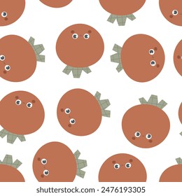 Seamless pattern with cartoon tomato. colorful vector. hand drawing, flat style. design for fabric, print, textile, wrapper