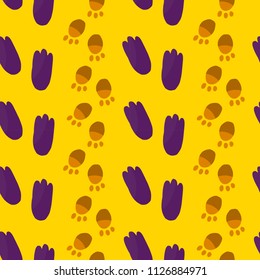 Seamless pattern Cartoon traces of animal dinosaurs. Colorful hand drawn vector stock illustration.