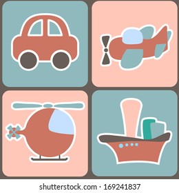 seamless pattern with cartoon transport.