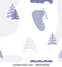 Seamless pattern with cartoon trees on a neutral background. simple flat vector. hand drawing. design for fabric, print, wrapper. Stock vector illustration