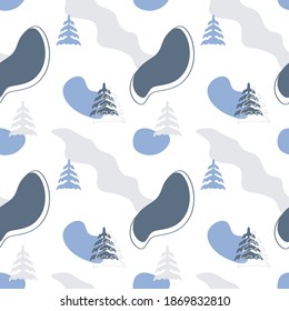 Seamless pattern with cartoon trees on a neutral background. simple flat vector. hand drawing. design for fabric, print, wrapper. Stock vector illustration