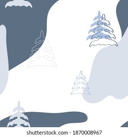Seamless pattern with cartoon trees on a neutral background. simple flat vector. hand drawing. design for fabric, print, wrapper. Stock vector illustration