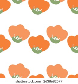 Seamless pattern cartoon tulip flowers orange and leaves. cute botanical wallpaper and pattern for gift wrap paper