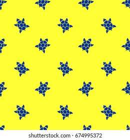 Seamless pattern of the cartoon turtle on yellow background.