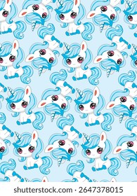 Seamless Pattern With Cartoon Unicorn Fabric Wrapping Paper Vector