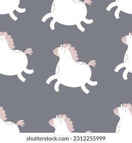 seamless pattern with cartoon unicorns. Magic. Colorful vector flat style for kids. Animals. hand drawing. baby design for fabric, print, wrapper	