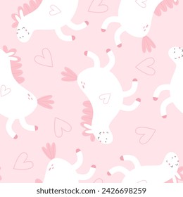 seamless pattern with cartoon unicorns. Magic. Colorful vector flat style for kids. Animals. hand drawing. baby design for fabric, print, wrapper