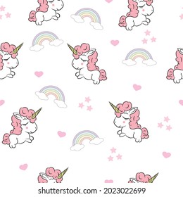 Seamless pattern with cartoon unicorns, rainbows, background, colorful, vector illustration, for kids. Animals. hand drawing. baby design for fabric, print, wrapper, Bowl