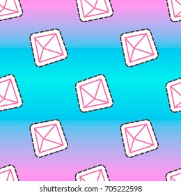 Seamless pattern with cartoon vector diamond icon rainbow color on bright background
