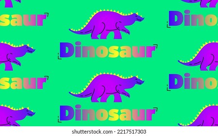 Seamless pattern - cartoon vector dinosaur with gradient text, punchy forms and colors that demand attention