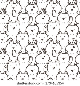 Seamless Pattern of Cartoon White Bear Illustration