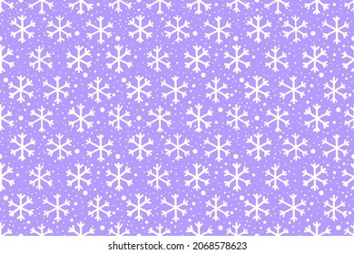 Patrón sin foco de caricatura de copos de nieve blancos sobre un fondo azul. Fondo festivo o impresión.