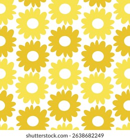 Seamless pattern cartoon yellow flowers and leaves. cute botanical wallpaper and pattern for gift wrap paper