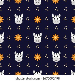 Seamless pattern with cartoon  zebra.Children print, textile design. Vector.