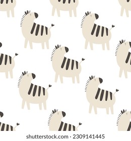 Seamless pattern with cartoon zebras. colorful vector for kids.Animals. hand drawing, flat style. baby design for fabric, print, textile, wrapper
