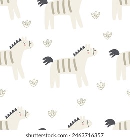 Seamless pattern with cartoon zebras. colorful vector for kids.Animals. hand drawing, flat style. baby design for fabric, print, textile, wrapper