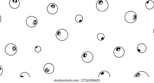 Um padrão sem costura de olhos estilo cartoon com pupilas pretas olhando em várias direções em um fundo branco.