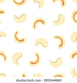 nahtloses Muster von Cashew-Nüssen, Hintergrund mit Cashew, Vektorgrafik