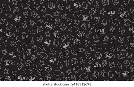 Seamless pattern for Casino. Background with game symbols. Vector template for your design.