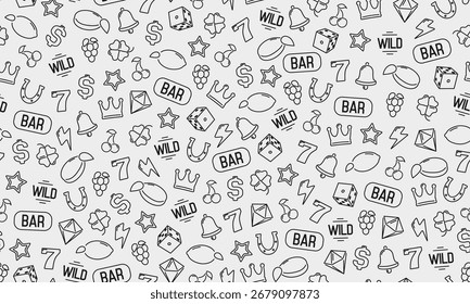 Seamless pattern for Casino. Background with game symbols. Vector template for your design.