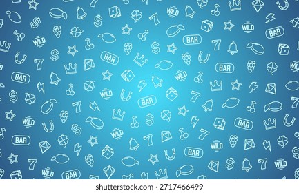 Patrón sin fisuras para Casino. Fondo con símbolos del juego. Plantilla de Vector para su diseño.