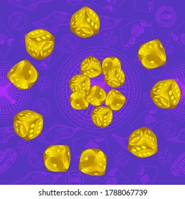 Patrón sin problemas con los dados del Casino. Patrón para anuncios de fiestas, eventos en Las Vegas.