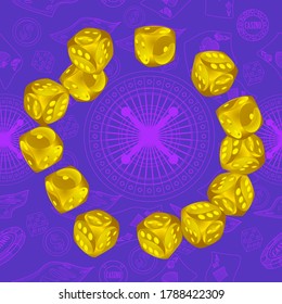 Seamless Pattern with Casino Dice. Pattern for ads of parties, events in Vegas.