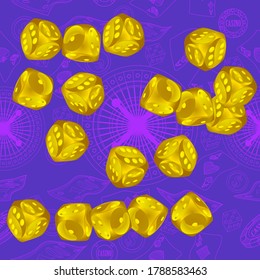 Seamless Pattern with Casino Dice. Pattern for ads of parties, events in Vegas.