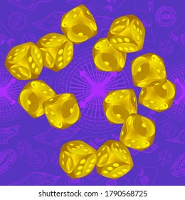 Seamless Pattern with Casino Dice. Pattern for ads of parties, events in Vegas.