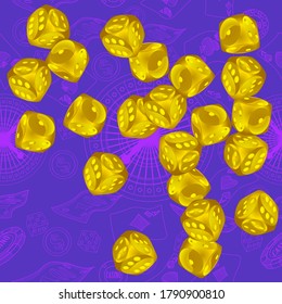 Seamless Pattern with Casino Dice. Pattern for ads of parties, events in Vegas.