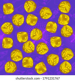 Seamless Pattern with Casino Dice. Pattern for ads of parties, events in Vegas.