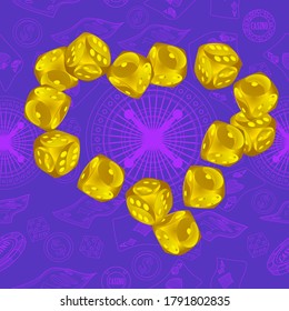 Patrón sin problemas con los dados del Casino. Patrón para anuncios de fiestas, eventos en Las Vegas.