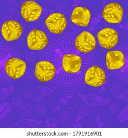 Seamless Pattern with Casino Dice. Pattern for ads of parties, events in Vegas.