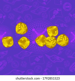 Seamless Pattern with Casino Dice. Pattern for ads of parties, events in Vegas.