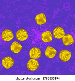 Seamless Pattern with Casino Dice. Pattern for ads of parties, events in Vegas.