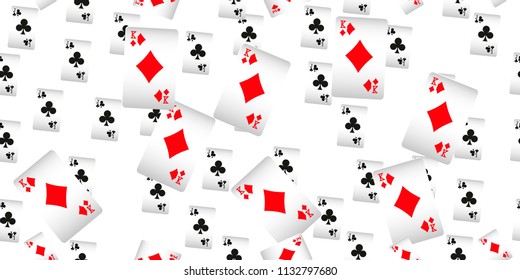 Seamless Pattern with Casino Playing Cards. Fashion design for fabric, wallpaper, textile and decor.