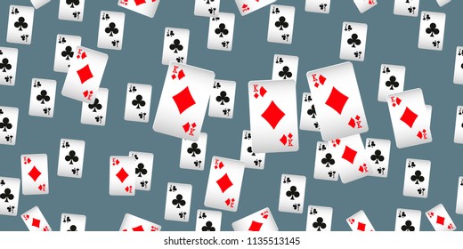 Seamless Pattern with Casino Playing Cards. Fashion design for fabric, wallpaper, textile and decor.