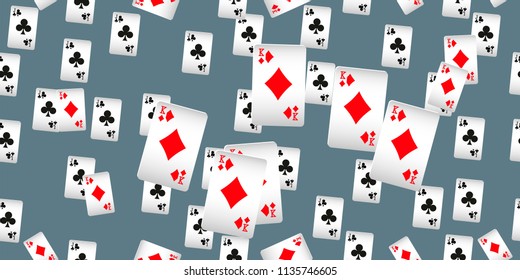 Seamless Pattern with Casino Playing Cards. Fashion design for fabric, wallpaper, textile and decor.