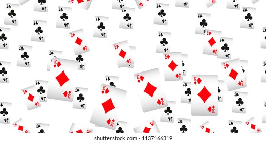Seamless Pattern with Casino Playing Cards. Fashion design for fabric, wallpaper, textile and decor.
