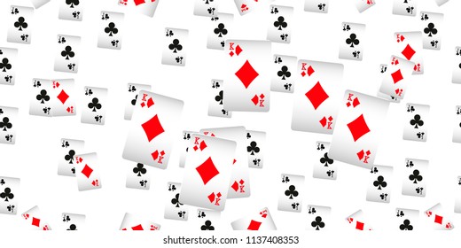 Seamless Pattern with Casino Playing Cards. Fashion design for fabric, wallpaper, textile and decor.