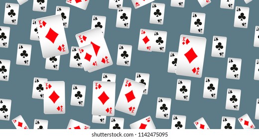 Seamless Pattern with Casino Playing Cards. Fashion design for fabric, wallpaper, textile and decor.