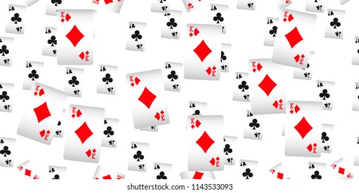 Seamless Pattern with Casino Playing Cards. Fashion design for fabric, wallpaper, textile and decor.