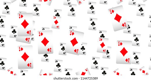 Seamless Pattern with Casino Playing Cards. Fashion design for fabric, wallpaper, textile and decor.