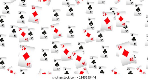 Seamless Pattern with Casino Playing Cards. Fashion design for fabric, wallpaper, textile and decor.