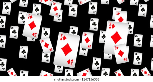 Seamless Pattern with Casino Playing Cards. Fashion design for fabric, wallpaper, textile and decor.