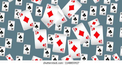 Seamless Pattern with Casino Playing Cards. Fashion design for fabric, wallpaper, textile and decor.
