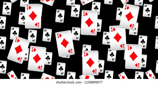 Seamless Pattern with Casino Playing Cards. Fashion design for fabric, wallpaper, textile and decor.