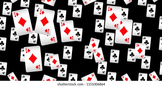 Seamless Pattern with Casino Playing Cards. Fashion design for fabric, wallpaper, textile and decor.