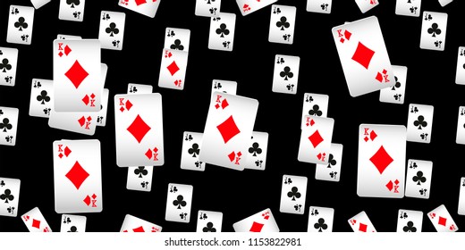 Seamless Pattern with Casino Playing Cards. Fashion design for fabric, wallpaper, textile and decor.