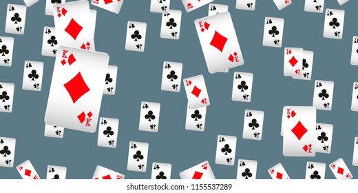 Seamless Pattern with Casino Playing Cards. Fashion design for fabric, wallpaper, textile and decor.